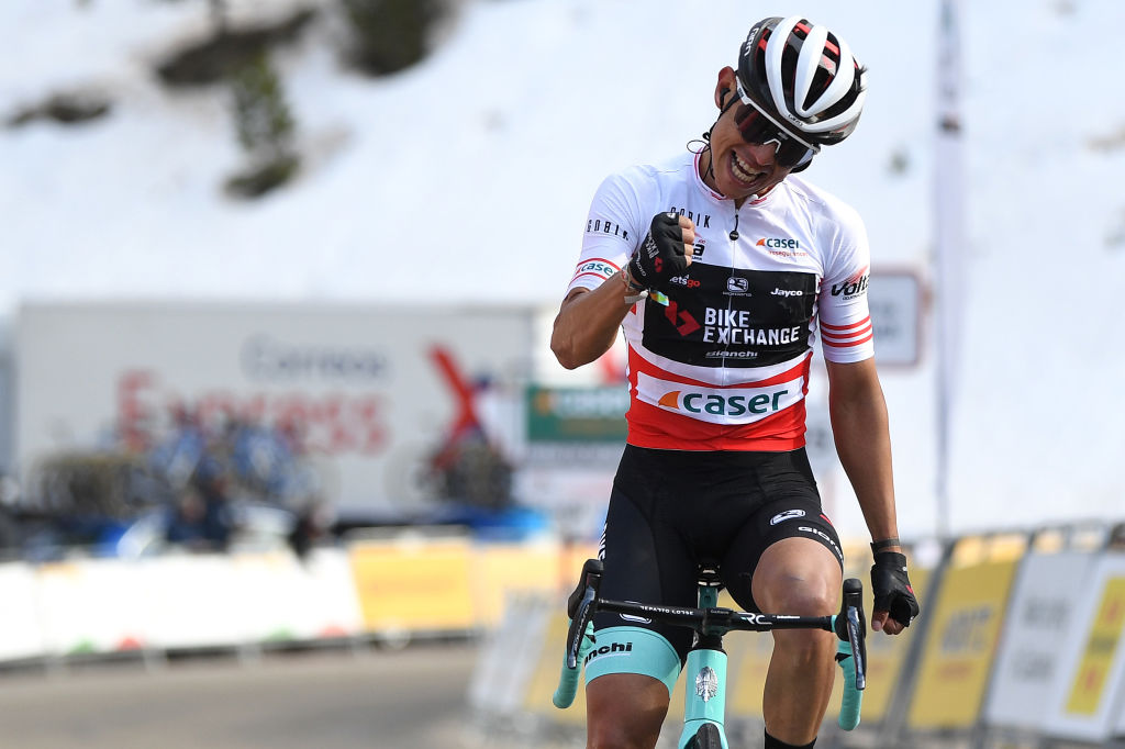 Esteban Chaves (Bike Exchange) savours his victory at the Volta a Catalunya