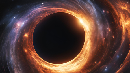 An illustration shows a spinning black hole