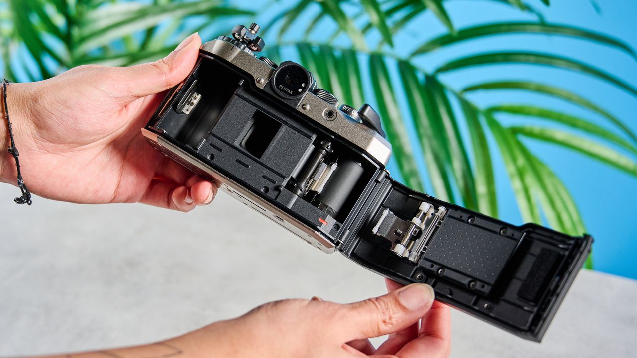 A Pentax 17 half-frame film camera