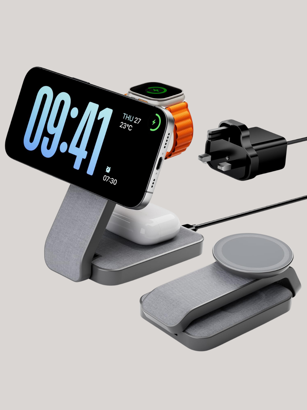 A three-in-one wireless charging station from Eazpower on Amazon
