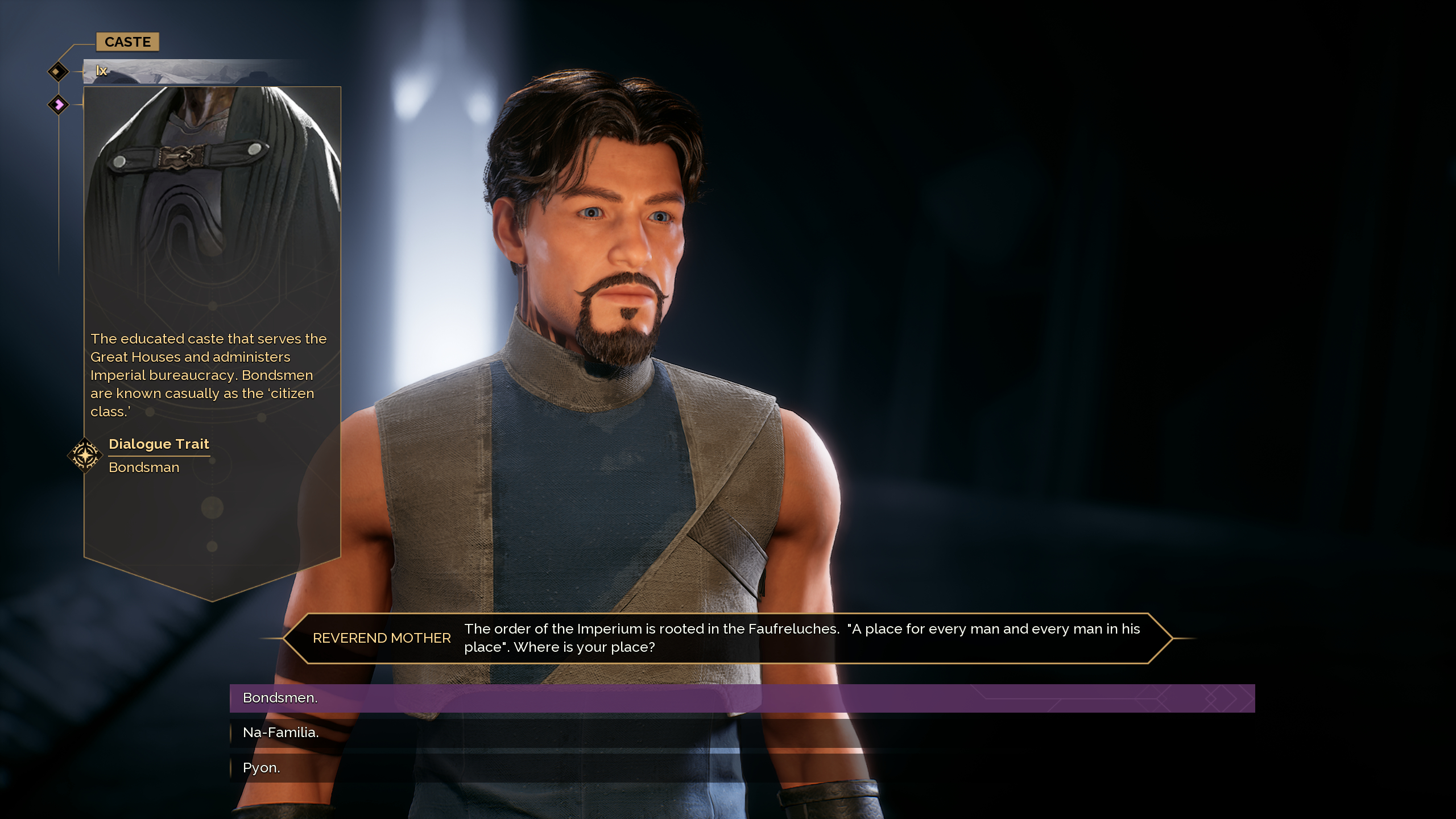 Best Dune: Awakening caste - The caste selection dialogue prompt during character creation.