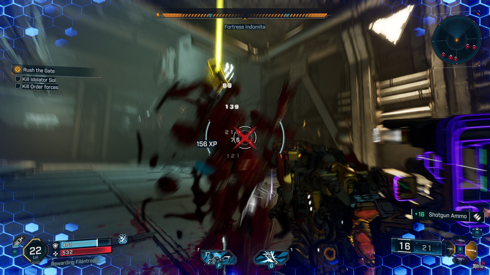 Borderlands 4 screenshot of an enemy being eviscerated.