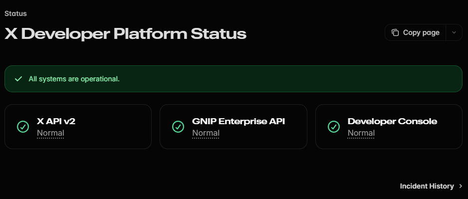 X API site, outage 3-23-26
