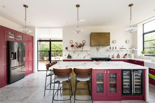 A kitchen in terracotta tones