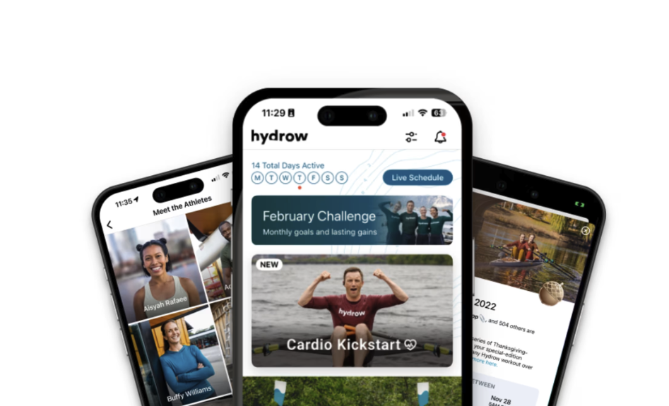 A render image of the Hydrow app