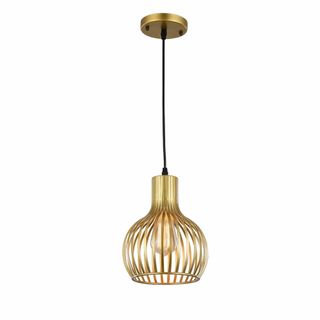 gold effect cage style metal gold effect pendant light 