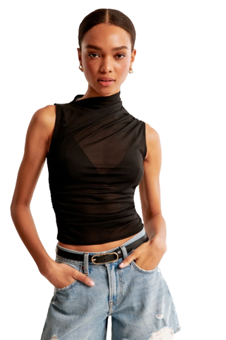 Abercrombie & Fitch Mesh Draped Crew Top (Was $29) 