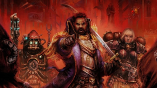 Tech Priest, Rogue Trader and Sister of Battle in Warhammer Wrath and Glory art