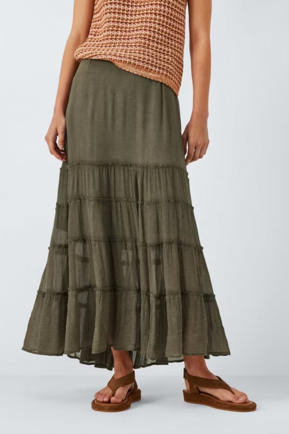 AND/ORTextured Tiered Maxi Skirt