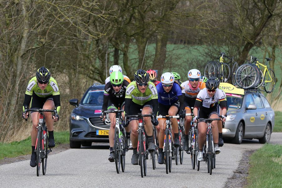 The women battle the wind
