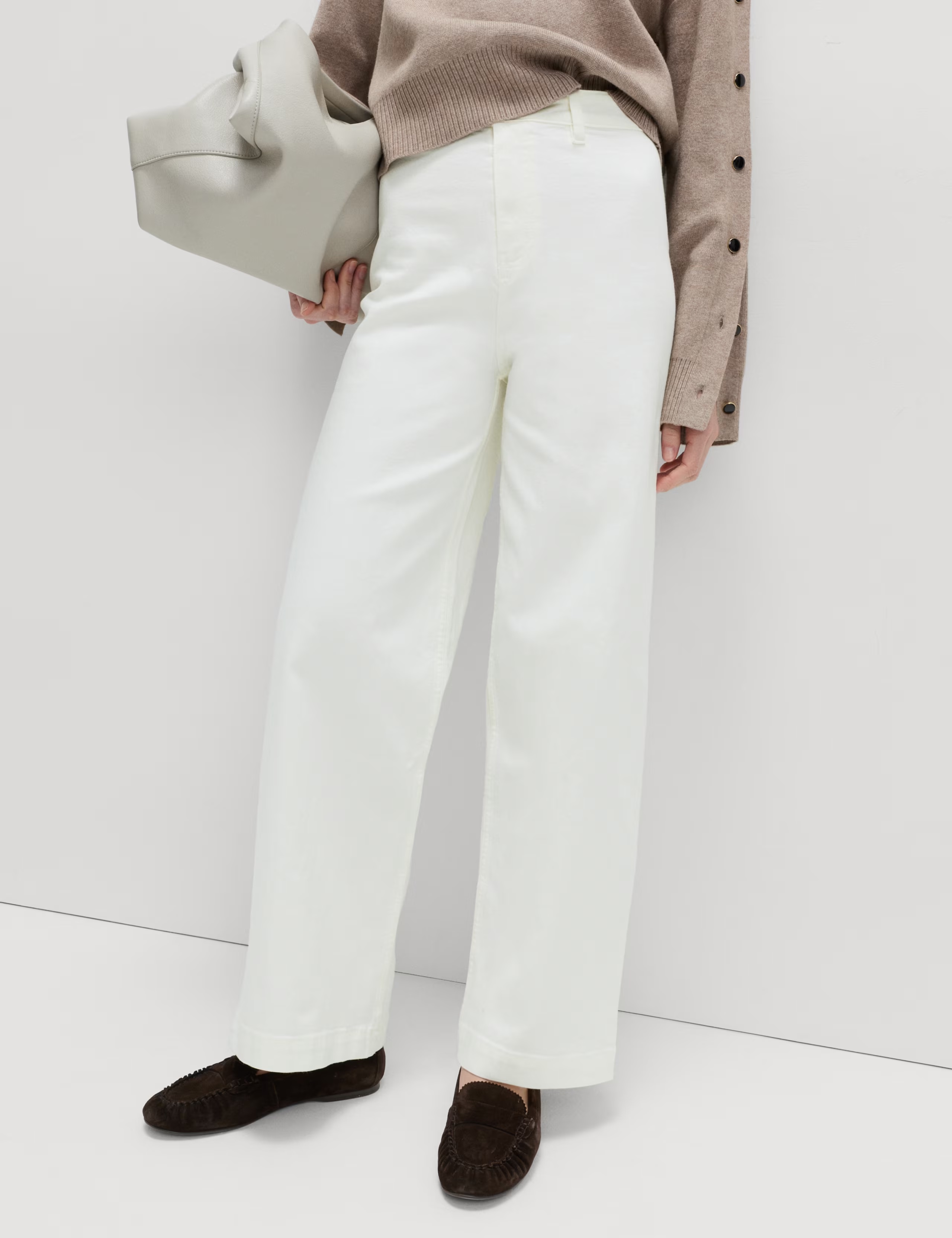 High Waisted Wide Leg Ankle Grazer Jeans