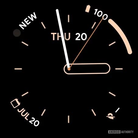 Pixel Watch 2 watch face showing the hour and second hands
