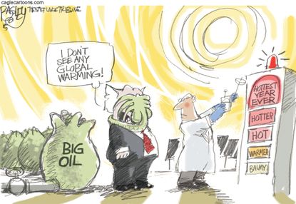 Editorial cartoon World Big Oil Climate Change