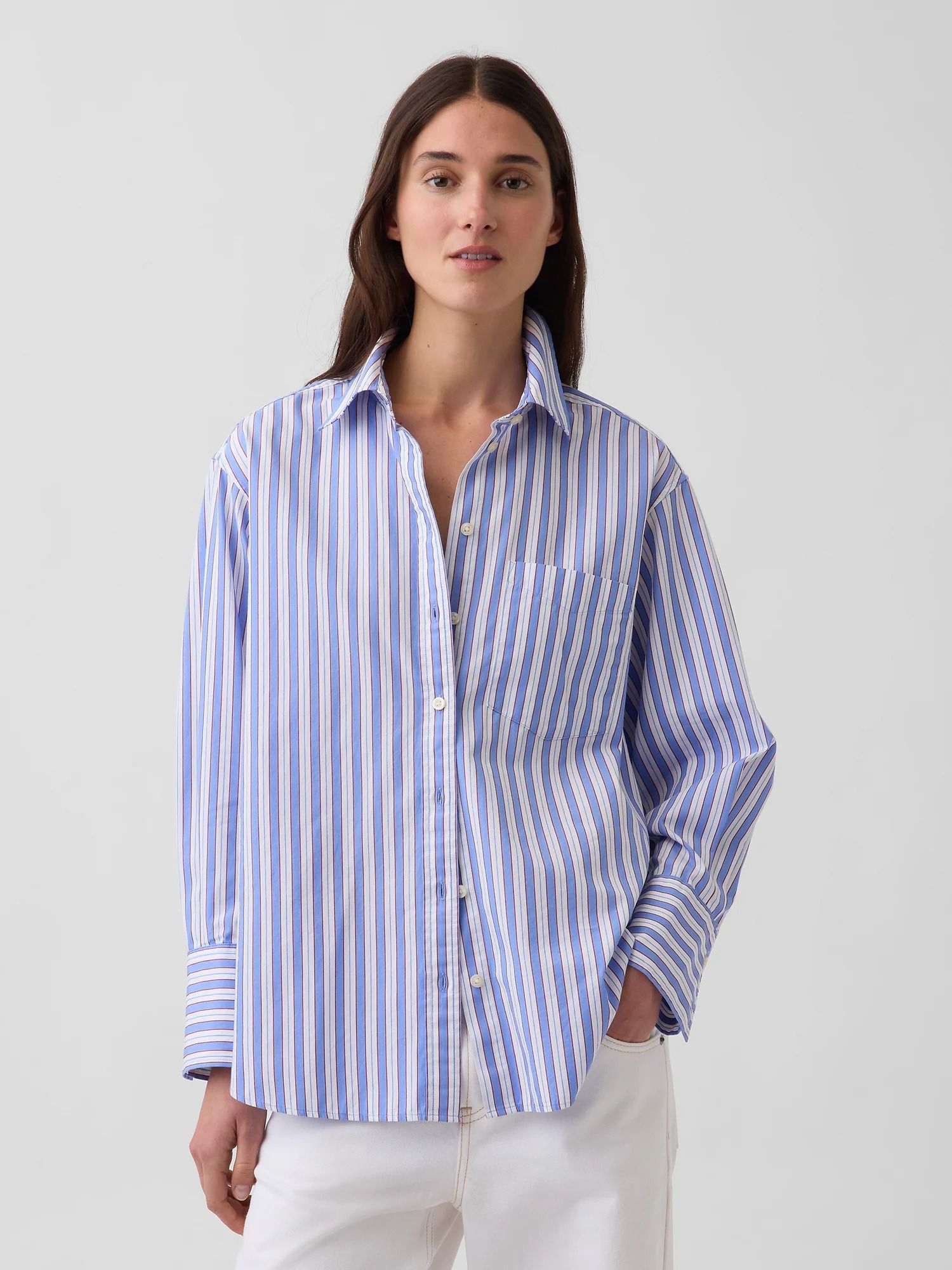 Gap, Organic Cotton Poplin Stripe Big Shirt