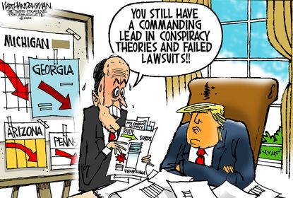 Political Cartoon U.S. Giuliani Trump conspiracy theories