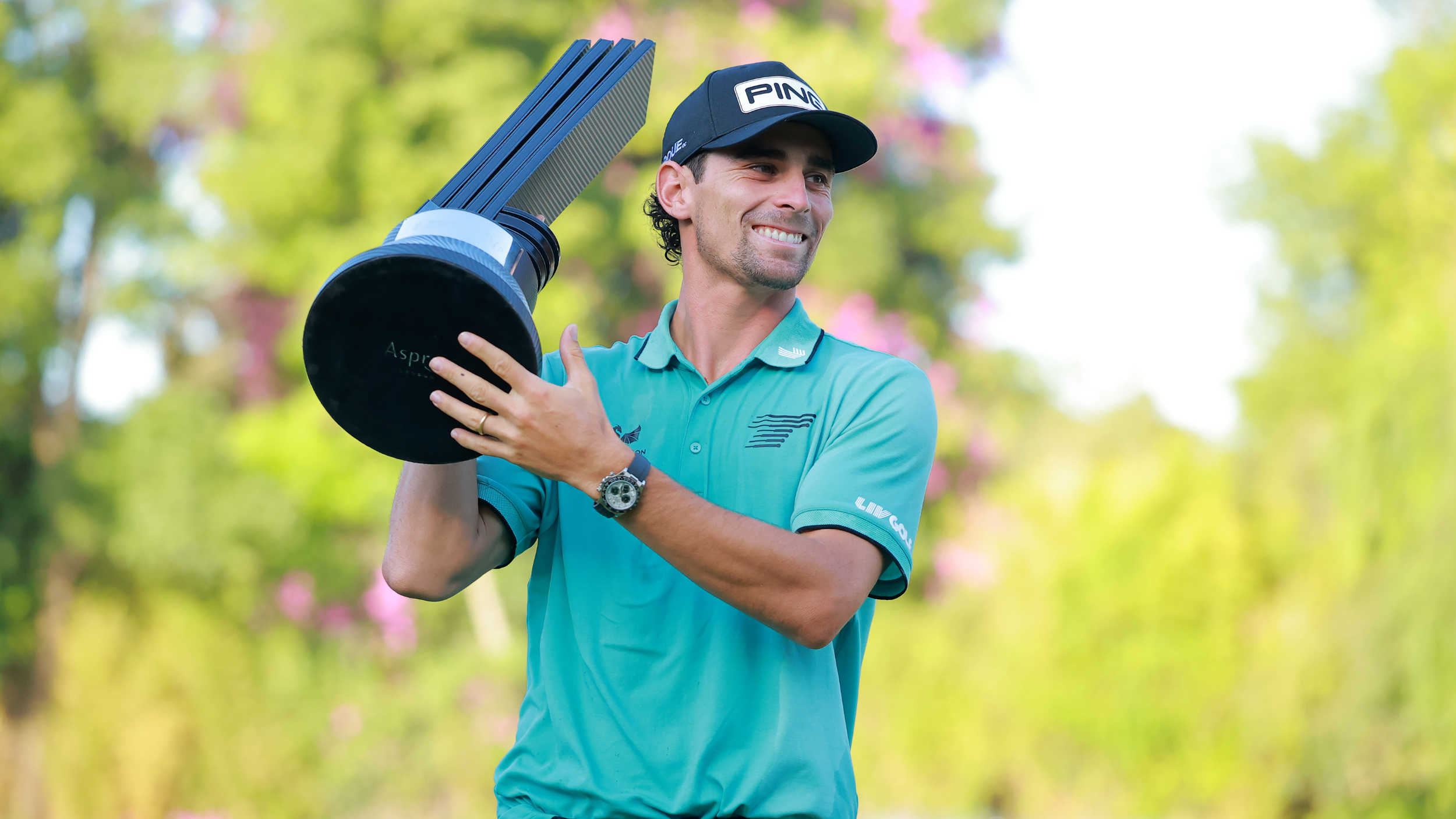 Joaquin Niemann with the LIV Golf Mexico City trophy