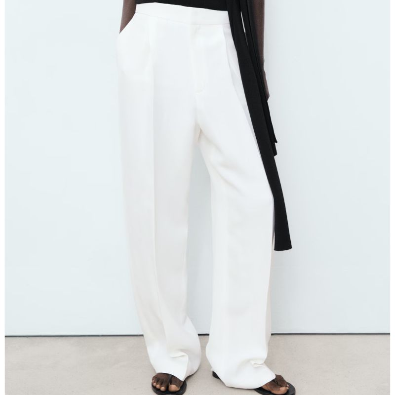 Mango , Linen-Blend Pleated Trousers