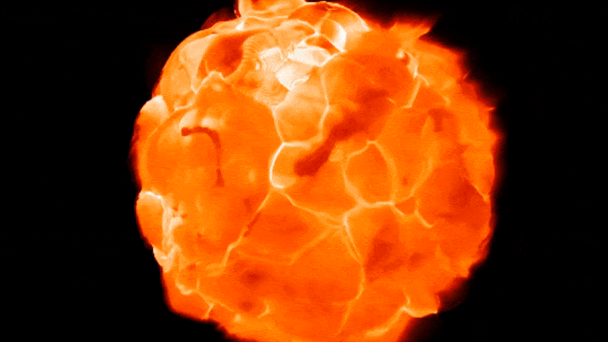 looped video footage of a simulation of betelgeuse's undulating surface