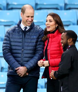 William and Kate enjoyed his and hers puffer jacket looks for the Aston Villa outing