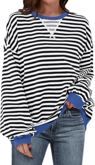 ANRABESS, Striped Oversized Sweatshirt