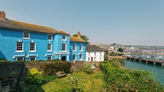 Blue gothic-fronted property in Cornwall.