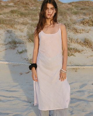 Maryam Nassir Zadeh X J.crew Sheer Bias-Cut Slip Dress in Ramie