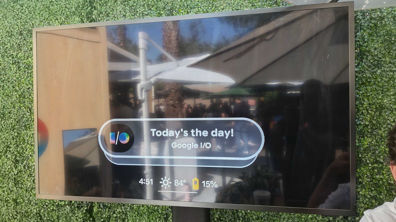 A display streaming the feed from the Android XR prototype glasses