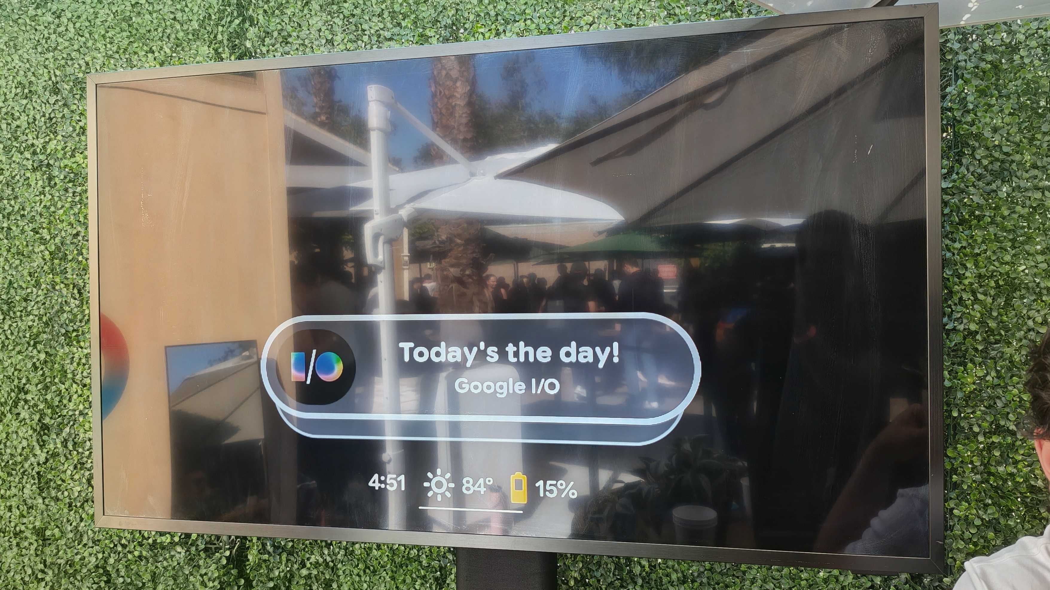 A display streaming the feed from the Android XR prototype glasses