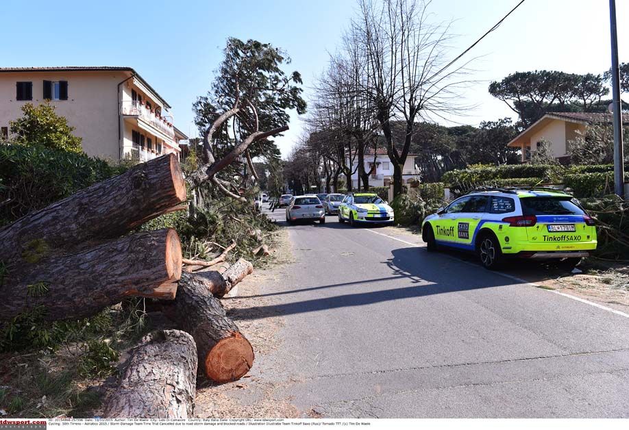 Tirreno-Adriatico's team time trial had to be cancelled after storms hit the region