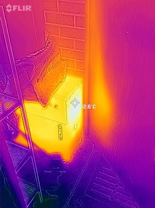 FLIR thermal image showcasing home battery heat