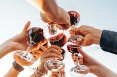 a group of wine glasses