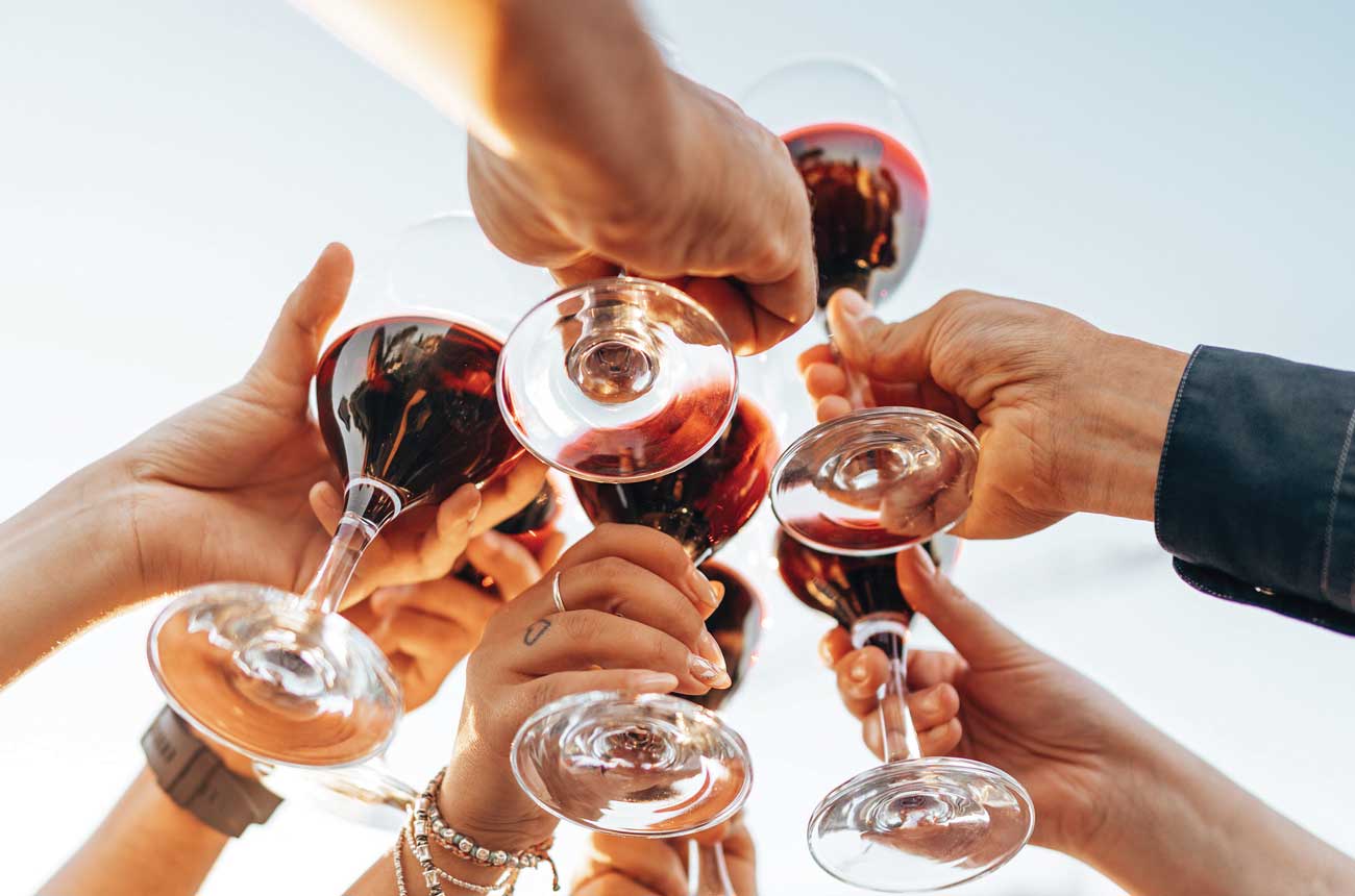 a group of wine glasses