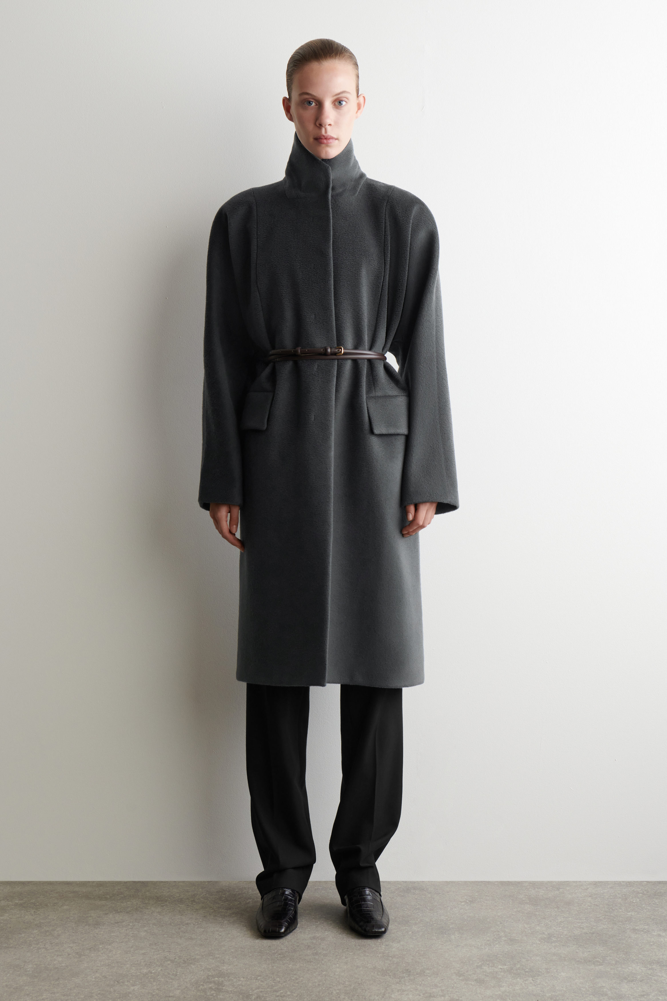 Rounded Tailored Wool Coat
