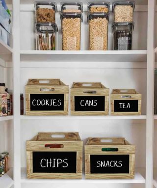 pantry storage bins with labels