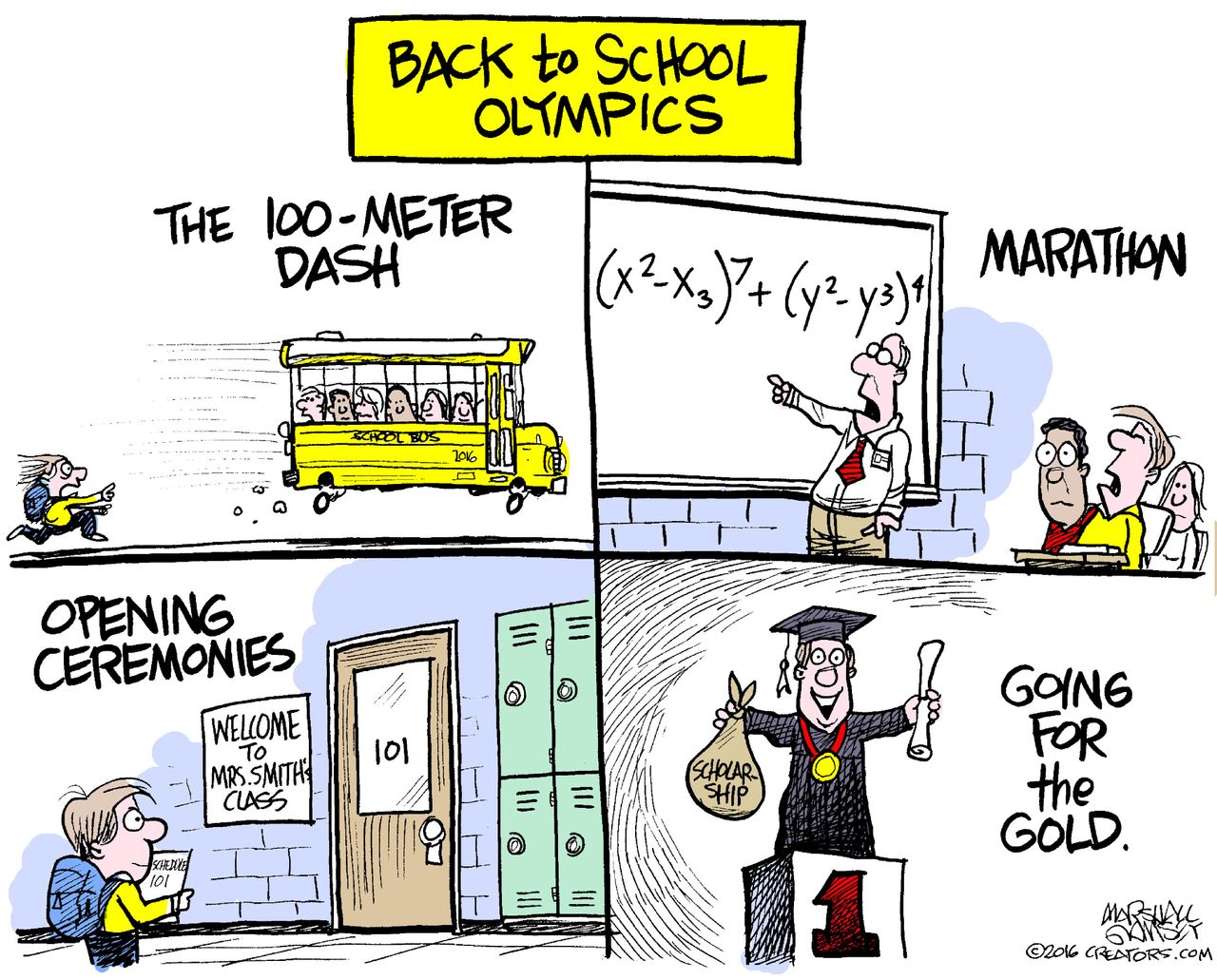 Editorial cartoon World back to school Olympics Rio