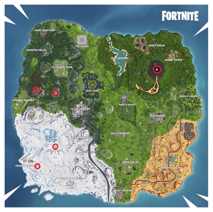 Five Highest Elevations On The Island In Fortnite Fortnite Highest Elevation Locations Pc Gamer