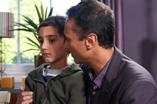 Jai tries to connect with his son in Emmerdale