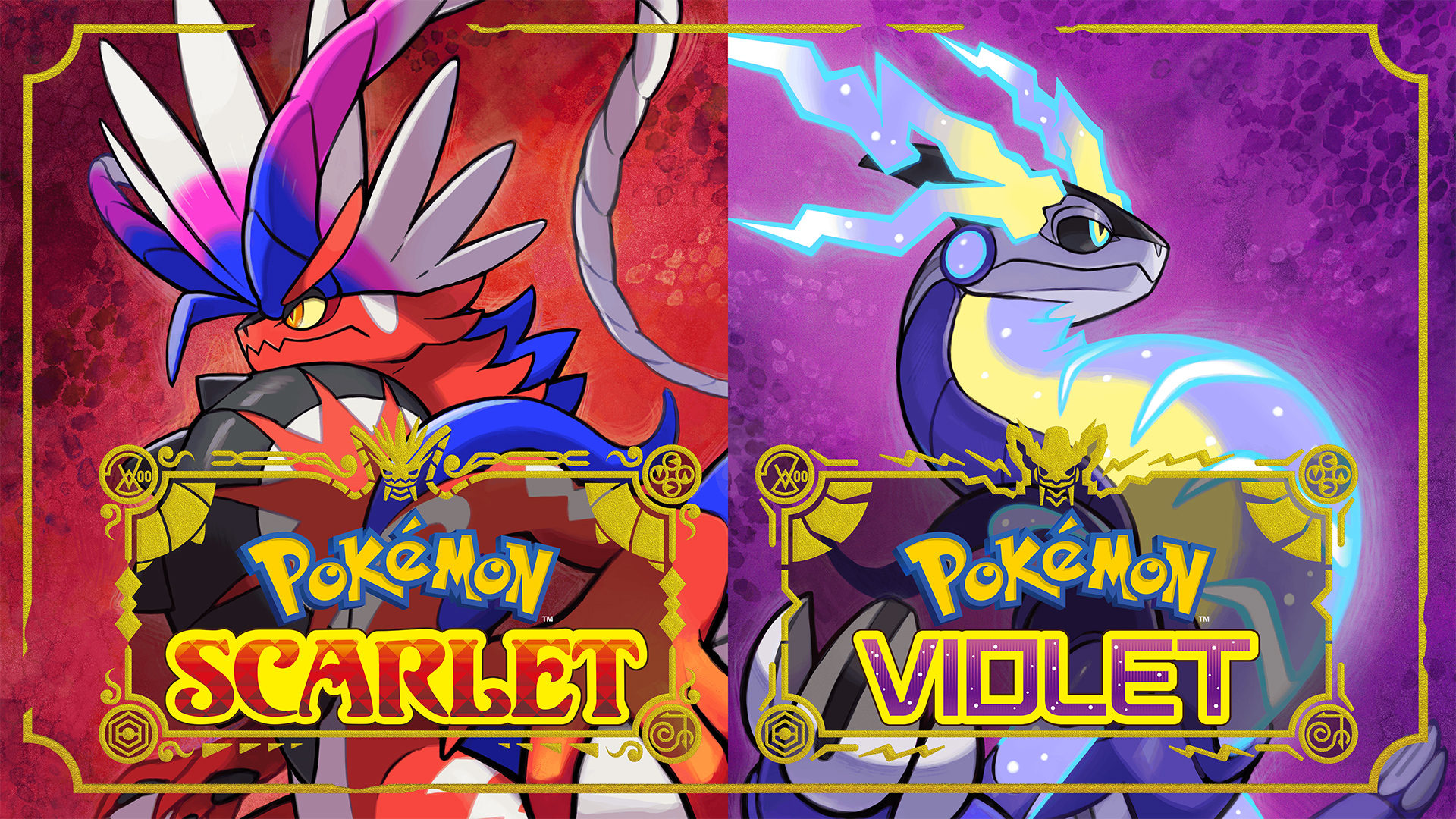 Легендарный покемон Корайдон (слева) в Pokémon Scarlet и Мирайдон (справа) в Pokémon Violet