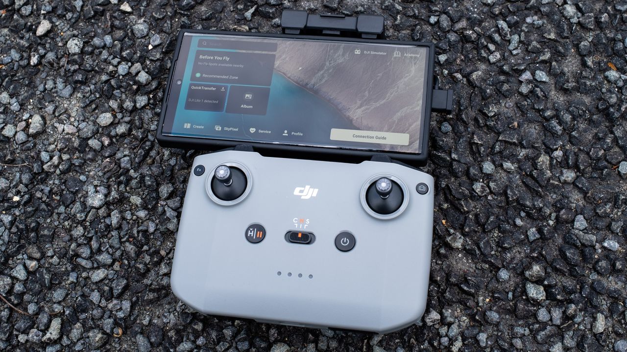 DJI Lito 1 controller with a phone attached