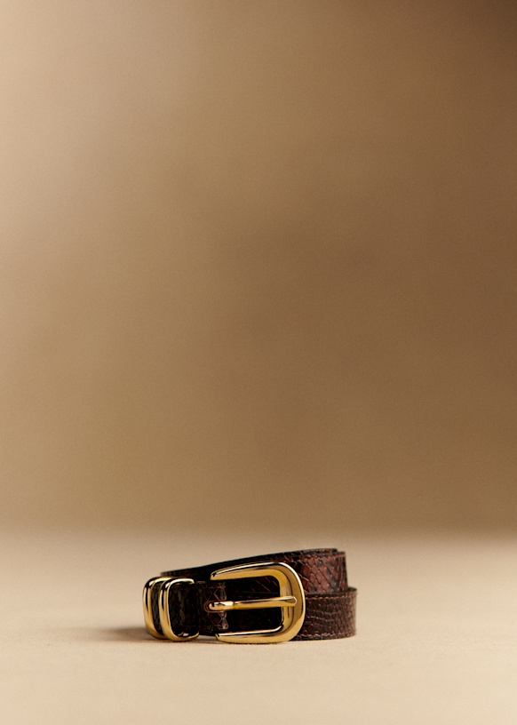 Livie Belt - Brown Python Print - Bovine Leather - S&eacute;zane