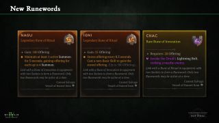 Diablo 4 runewords being added in patch 2.1