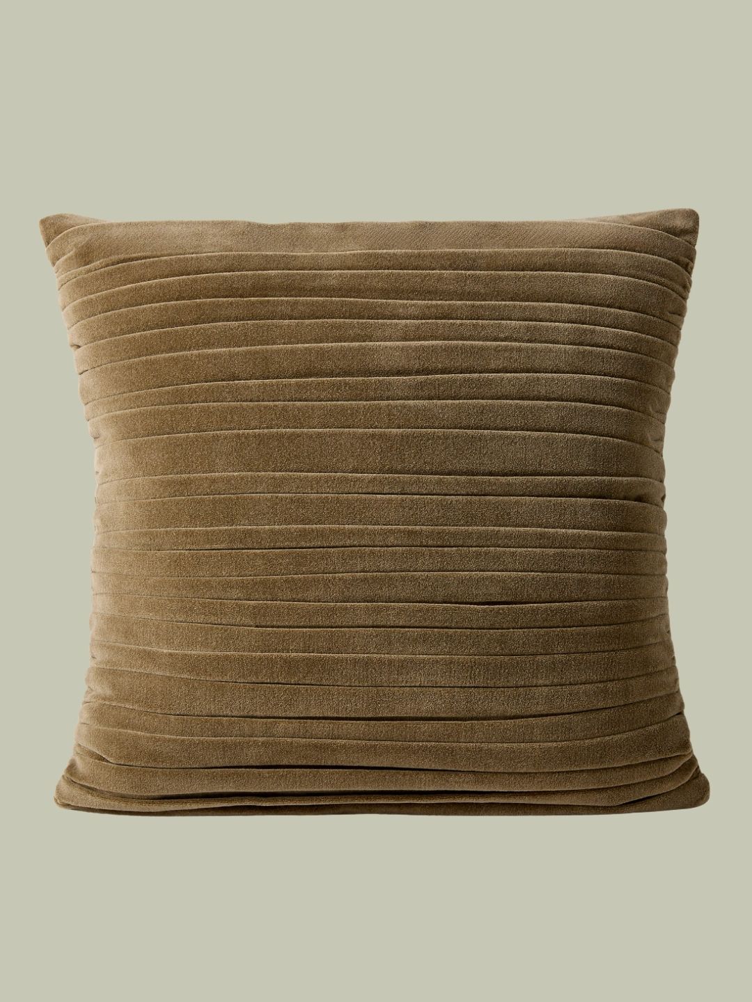 CB2 x Todd Snyder, Ruched Olive Green Velvet Throw Pillow