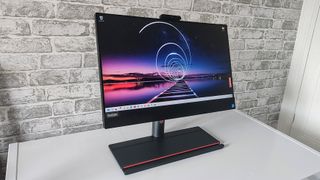 The Lenovo ThinkCentre M90a Gen 5 on a desk