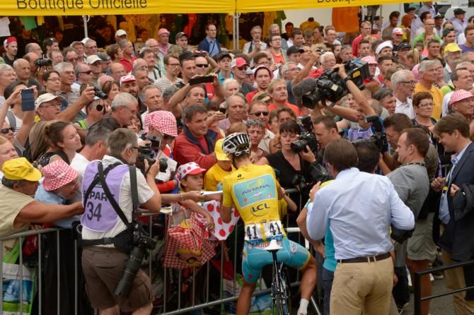Vincenzo Nibali (Astana) is used to the morning ritual of signing autographs by now
