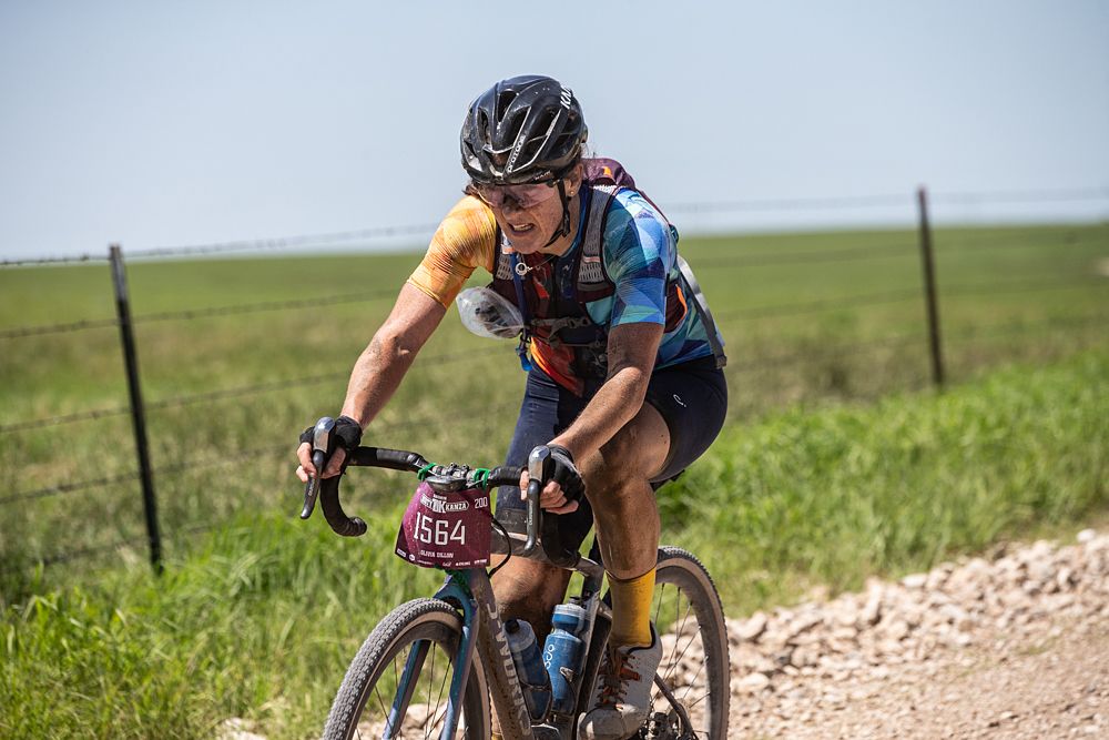 Olivia Dillion worked hard to stay at front of race, and led the women's field through the middle of the day. Mechanical troubles sent her back to fifth by the end of the day.