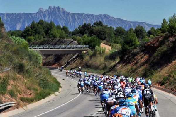 The Vuelta peloton in action during stage 11.