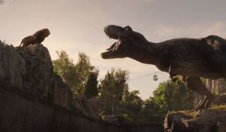 Jurassic World: Fallen Kingdom Roberta roars at a lion