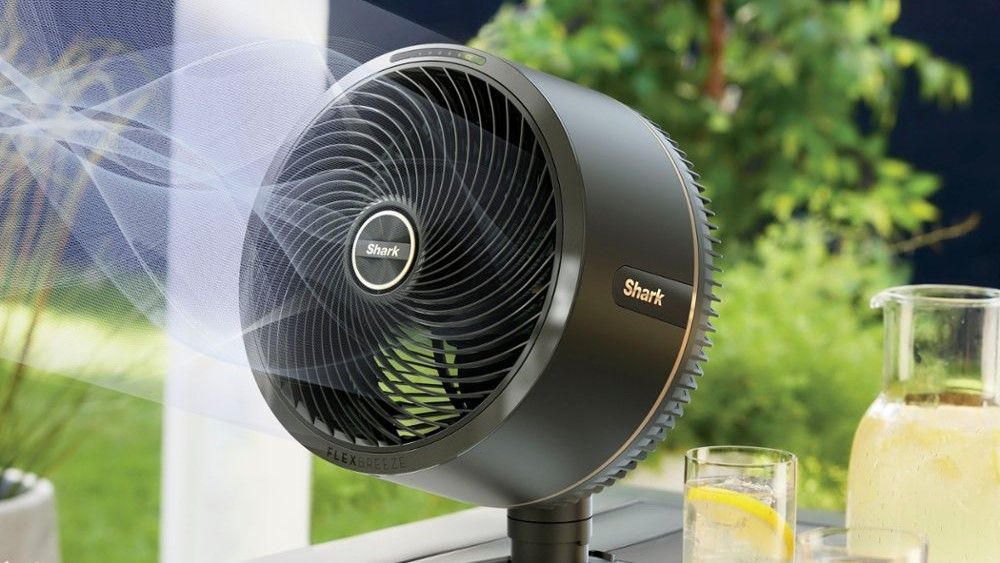 Shark FlexBreeze Fan on garden table