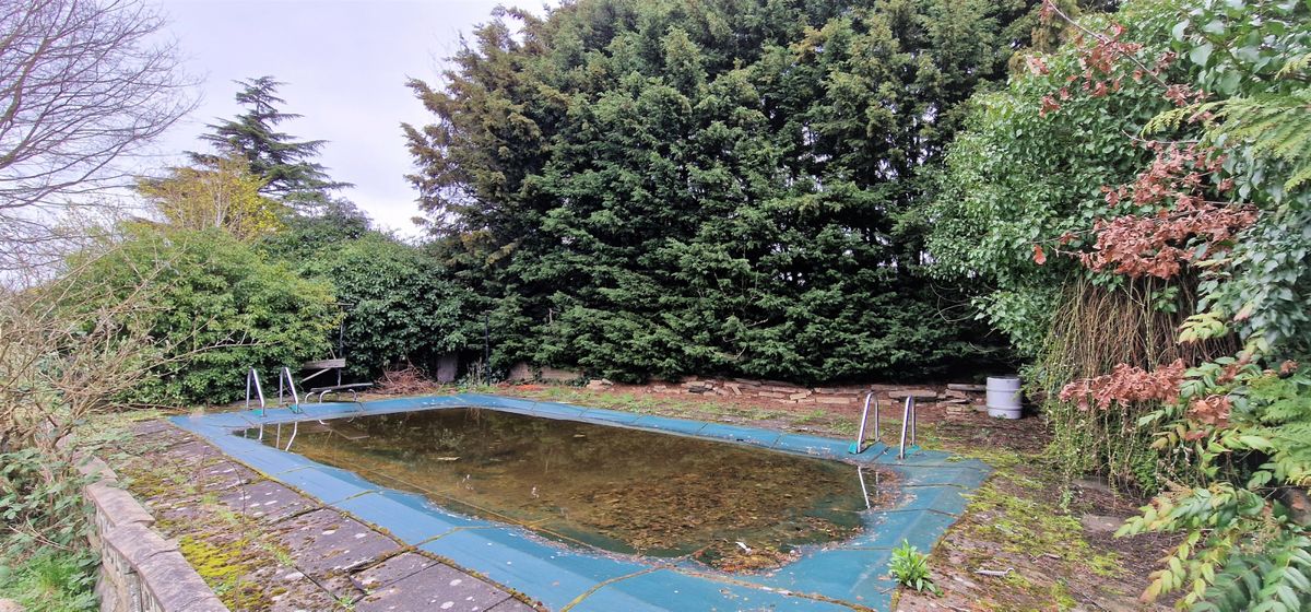 The pool is in a state of disrepair