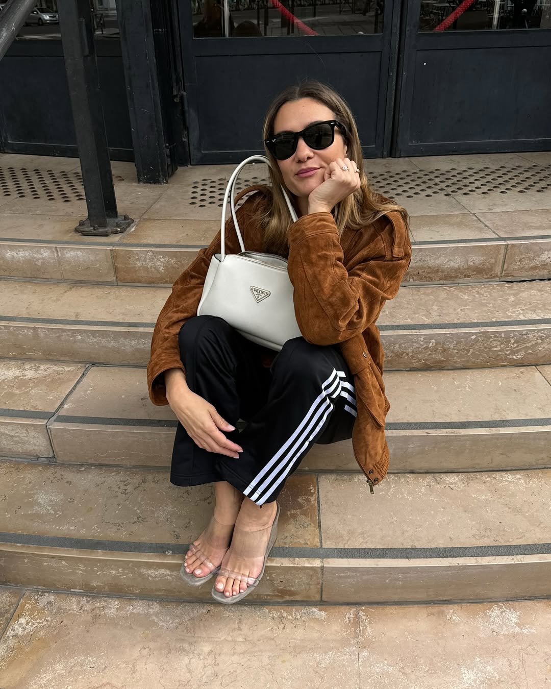 Anne-laure Mais in track pants